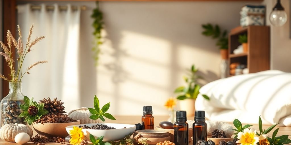 Natural healing elements in a serene, tranquil setting.