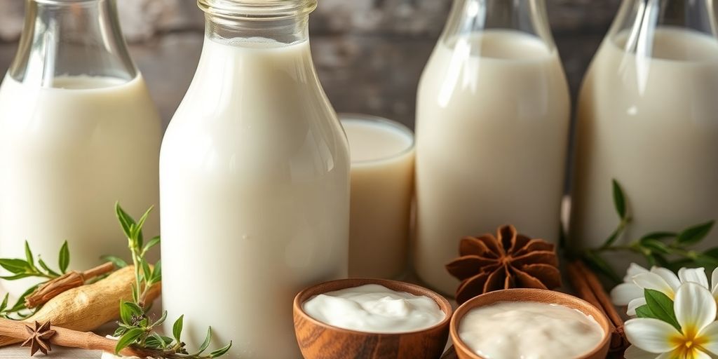 Fresh milk with natural ingredients for preservation.