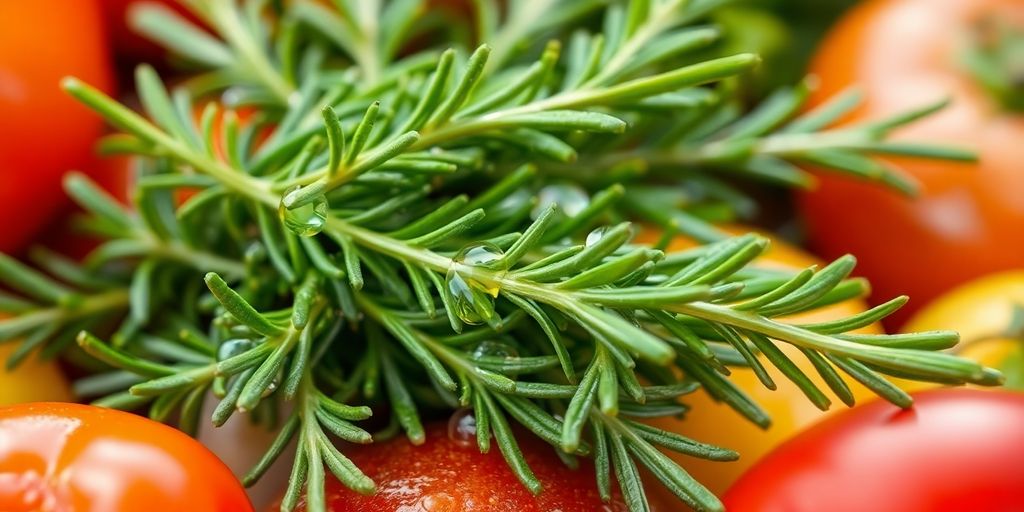 Fresh rosemary and vegetables for natural food preservation.