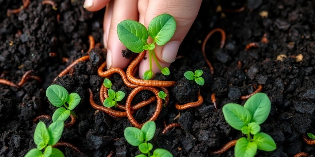 Healthy plants, rich soil, and active worms.