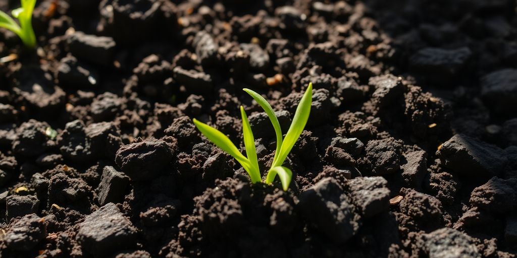Rich compost manure, thriving green plants