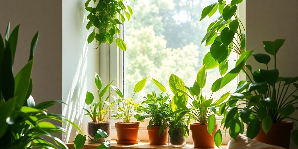 Green home with plants and solar panels.