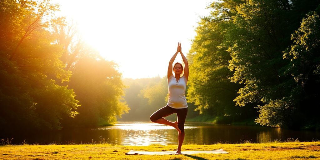 Person meditating peacefully outdoors surrounded by nature.